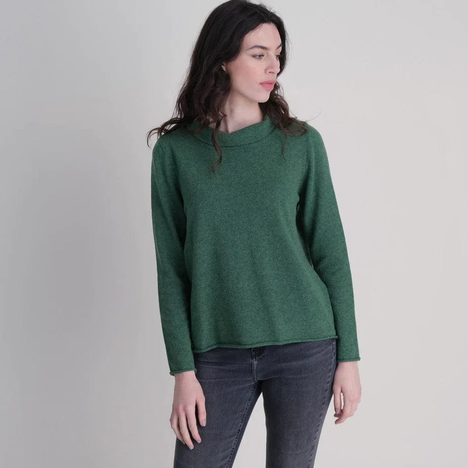 Bibico Women&#39;s Sweater mid green / S Merino Wool Roll Neck - Aria