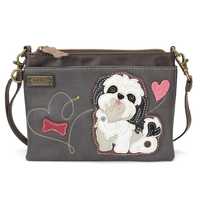 Chala purse White Shih Tzu Dog / mini Vegan Leather purse - Cross Body Horizontal Animals
