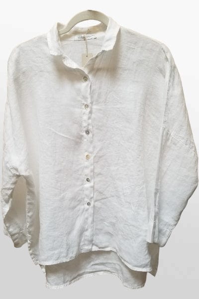 Cutloose 24 Women&#39;s Long Sleeve Top White / S/M Linen Long Sleeve Buttoned Blouse