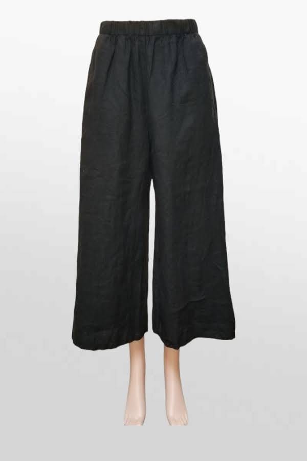Cutloose 24 Women&#39;s Pants Black / XS Linen Wide Leg Crop Pants