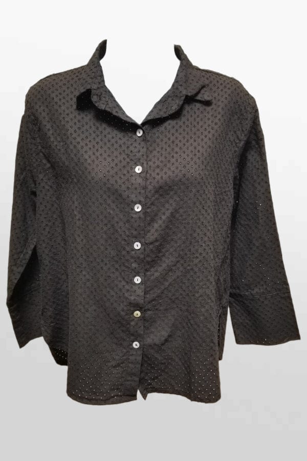 Cutloose 24 Women's Short Sleeve Top White / XS Crop Easy Shirt- Pinhole