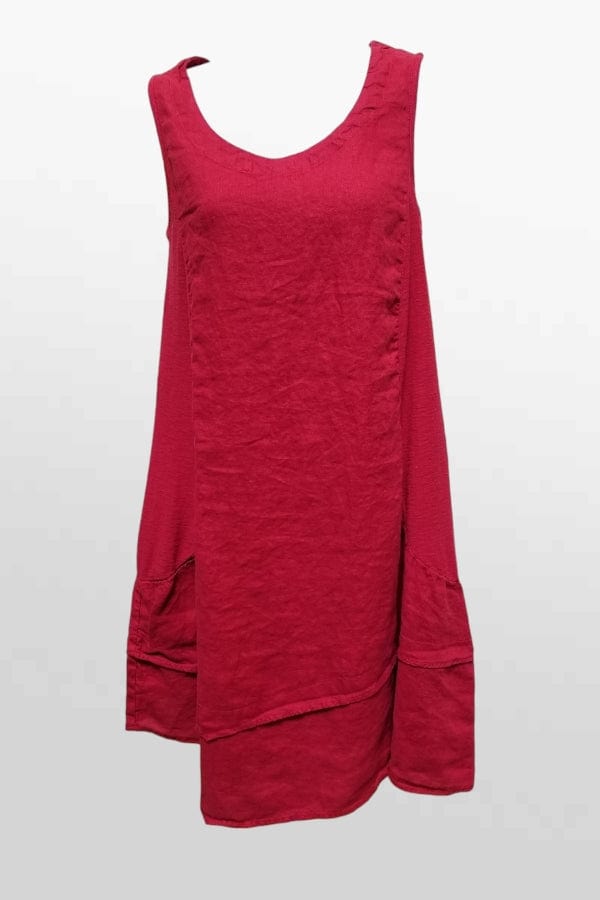 Cutloose 24 Women&#39;s Short Sleeve Top Cardinal / S Sleeveless Tunic Dress - Linen Blend