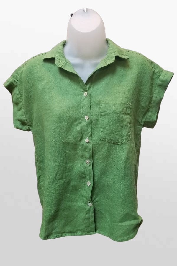 Cutloose 24 Women's Short Sleeve Top Fava / XS Linen Shirt w/Collar and Pocket