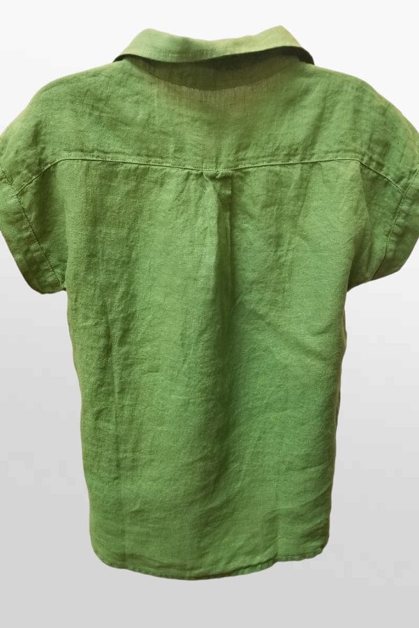 Cutloose 24 Women's Short Sleeve Top Linen Shirt w/Collar and Pocket