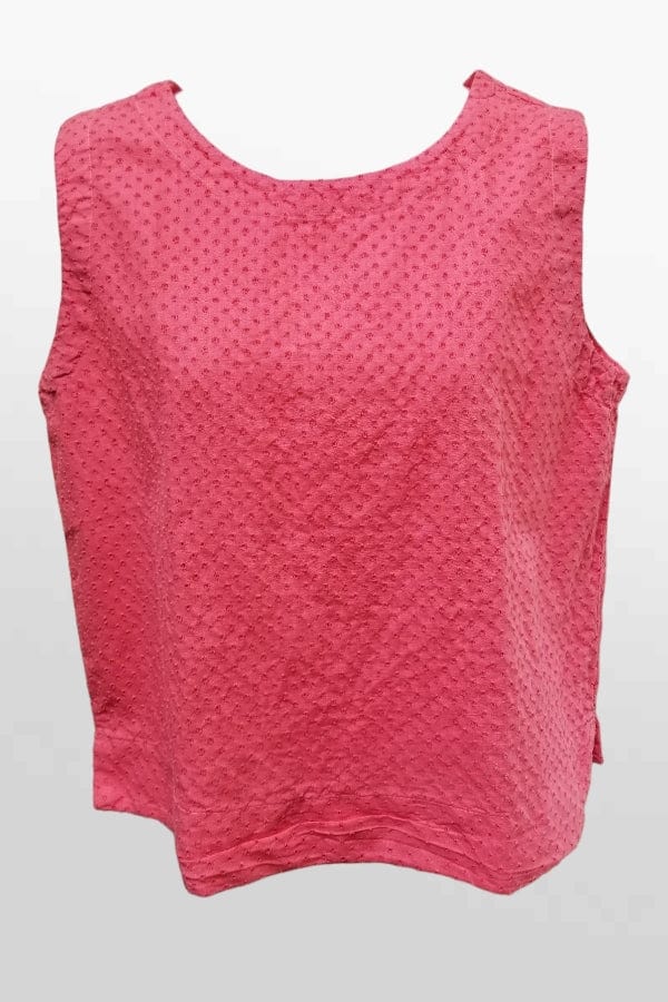 Cutloose 24 Women's Short Sleeve Top Salmon / S Sleeveless Blouse - Pinhole Linen Blend