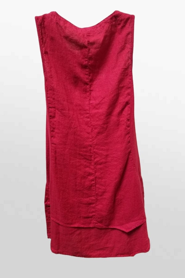 Cutloose 24 Women's Short Sleeve Top Cardinal / S Sleeveless Tunic Dress - Linen Blend