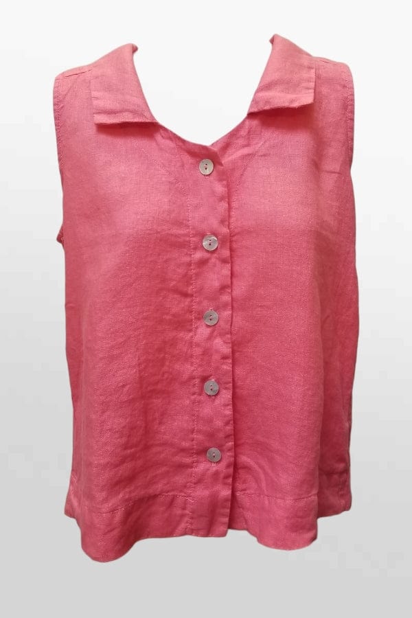 Cutloose 24 Women's Sleeveless Top Salmon / XS Linen Sleeveless Blouse with Collar