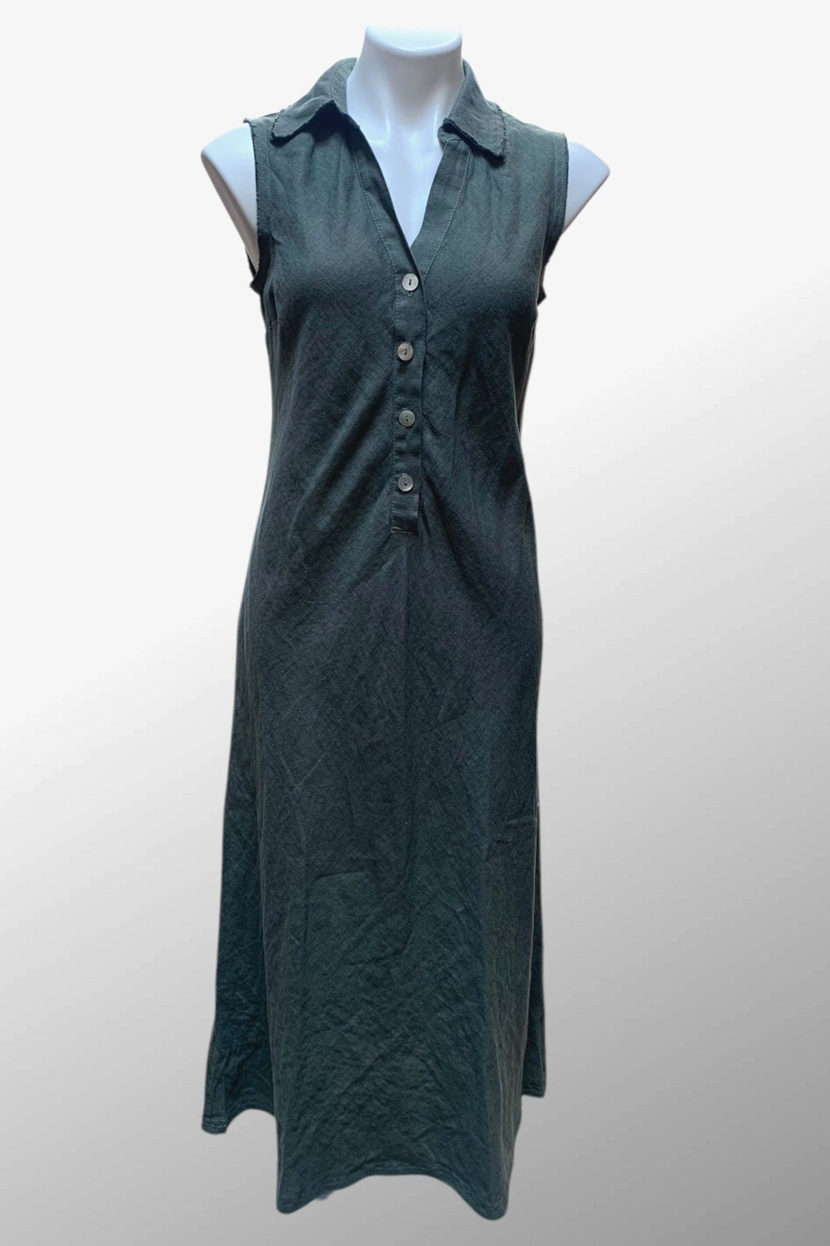 Cutloose 25 Women's Dress Clay Gray / XS Linen Bias Placket Dress