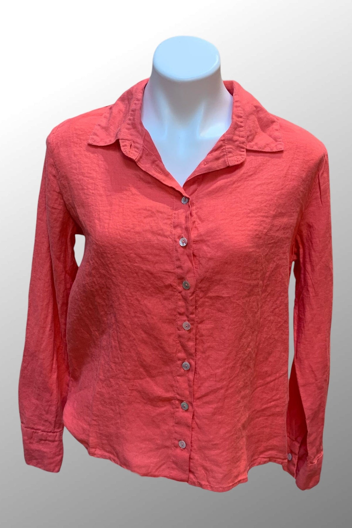 Cutloose 25 Women's Long Sleeve Top Harbor Red / S Fitted Hanky Linen Shirt
