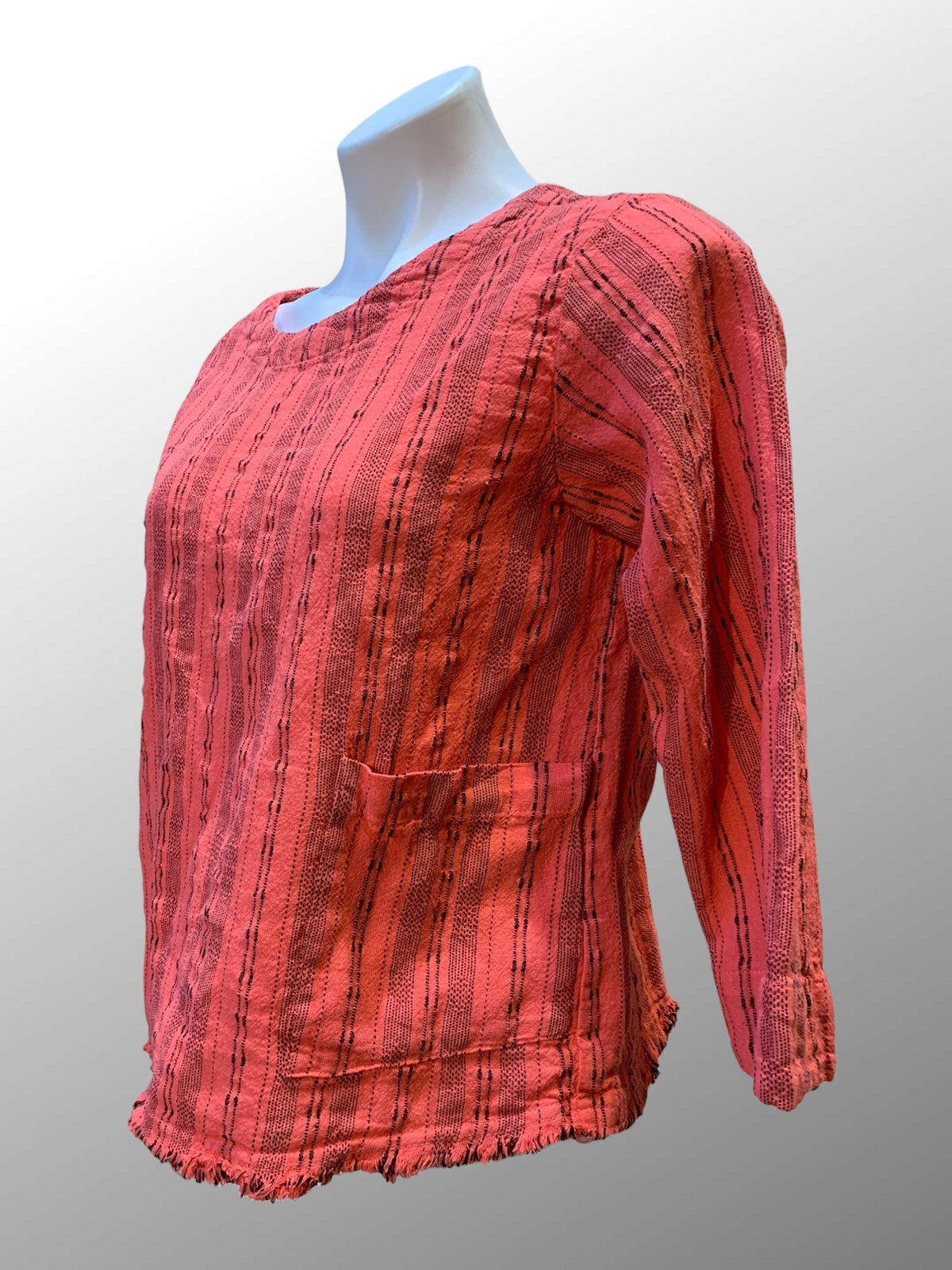 Cutloose 25 Women's Long Sleeve Top Linen Blend Pinstripe Top