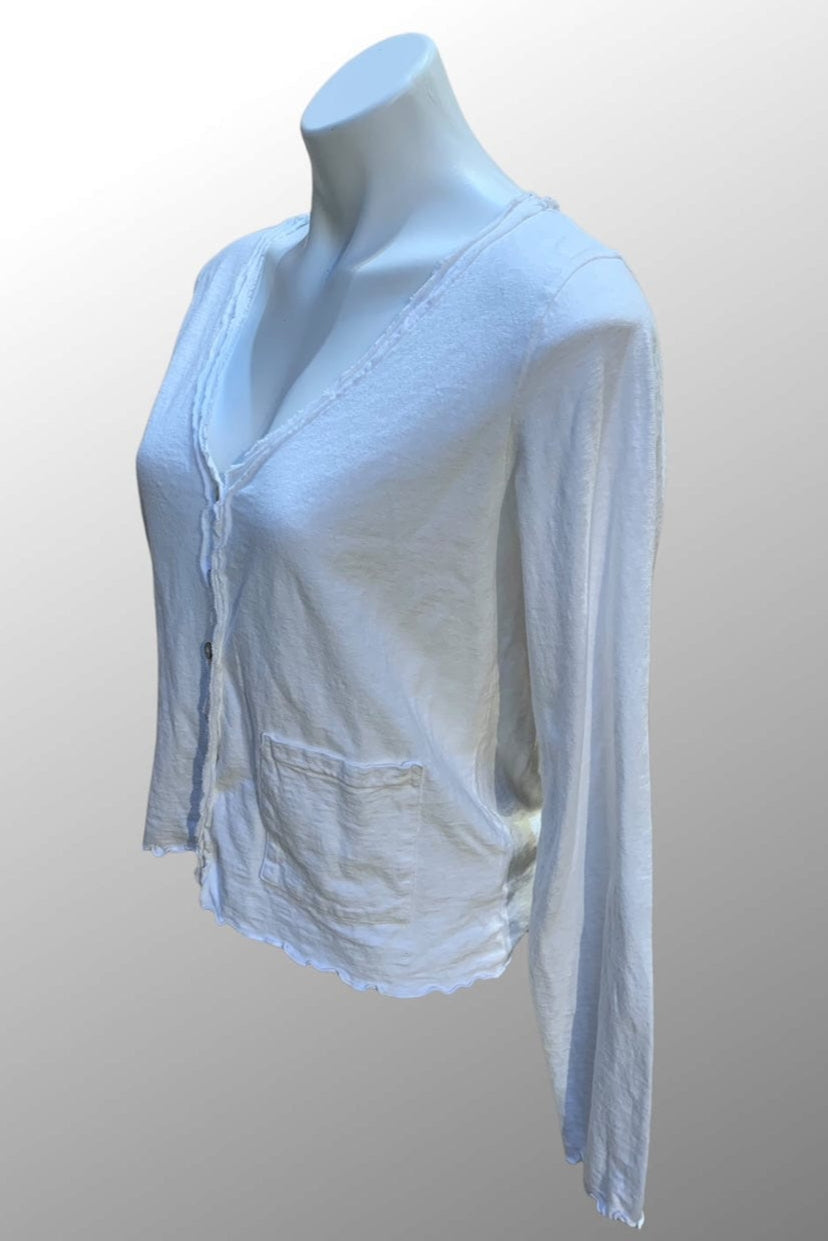 Cutloose 25 Women's Long Sleeve Top Linen Cotton Crop Pocket Cardigan