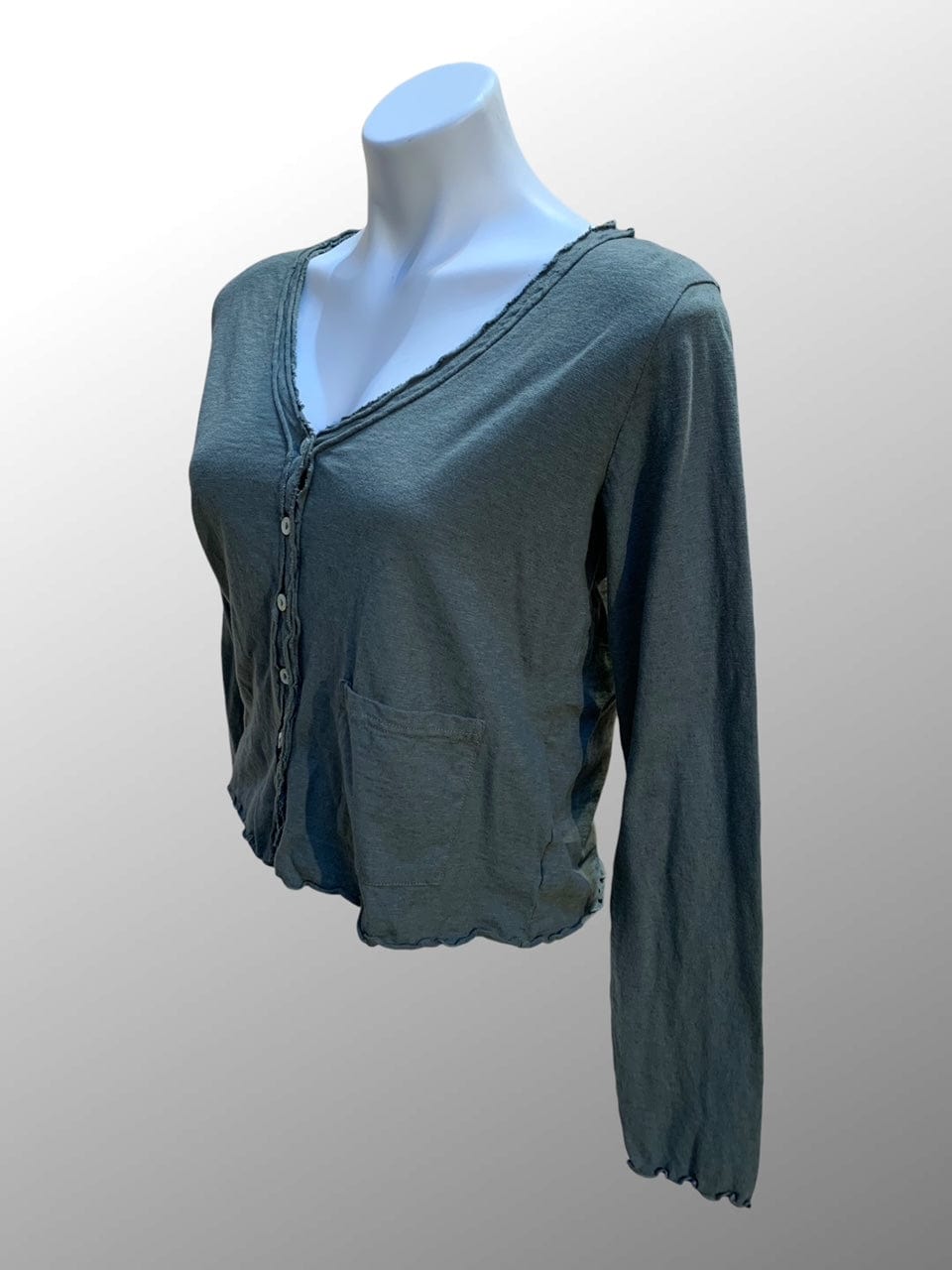 Cutloose 25 Women's Long Sleeve Top Linen Cotton Crop Pocket Cardigan