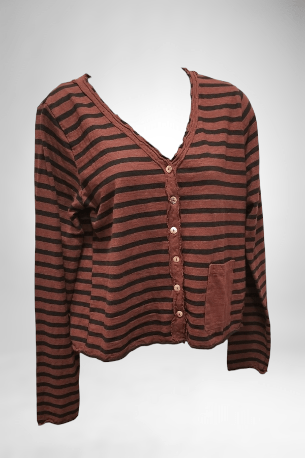 Cutloose Women's Cardigan Barnwood stripe / S Raw Edge Blazer - striped