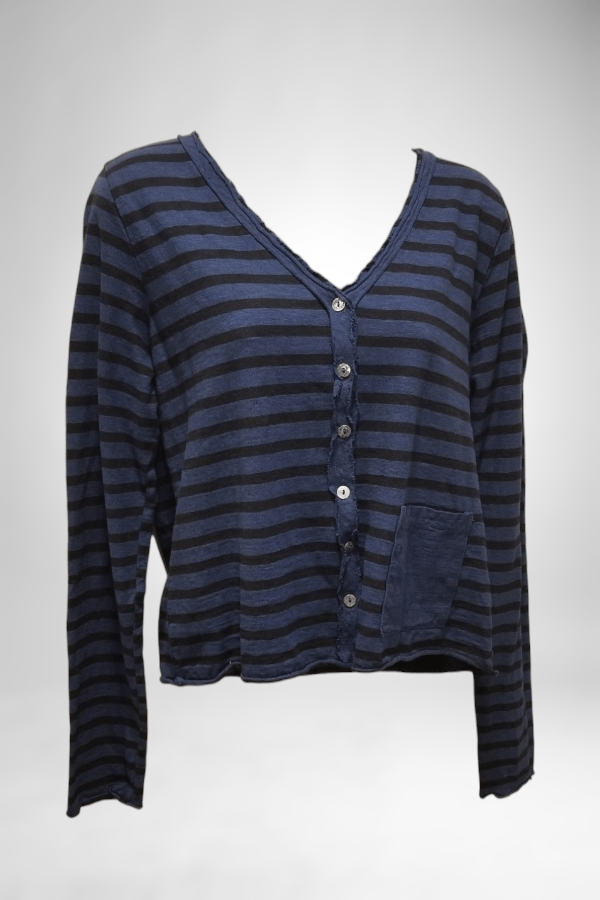 Cutloose Women's Cardigan Ink Jet stripe / S Raw Edge Blazer - striped