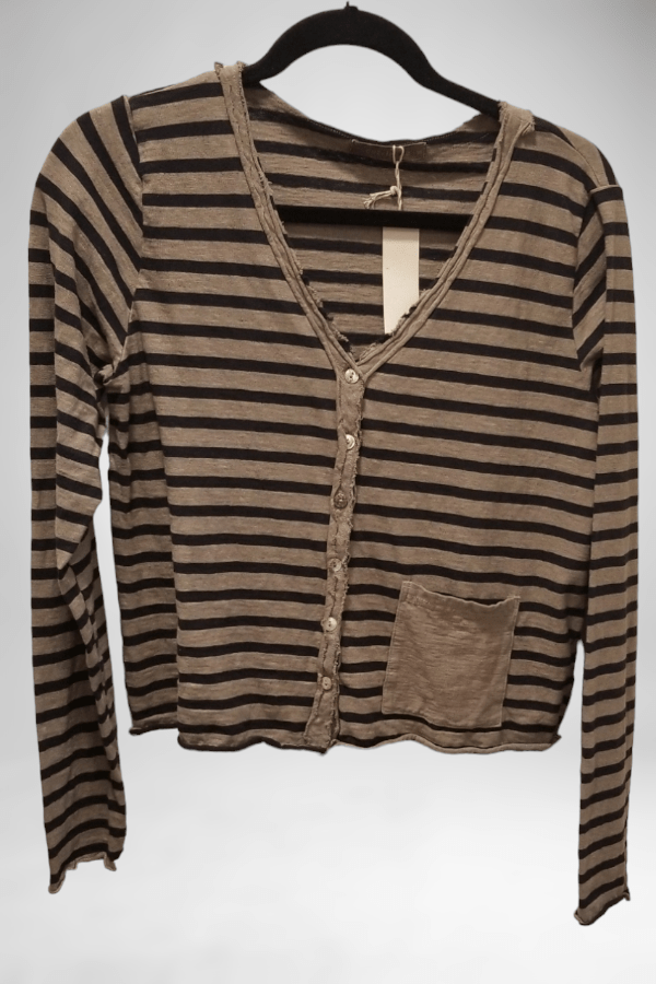 Cutloose Women's Cardigan Saddle / S Raw Edge Blazer - striped