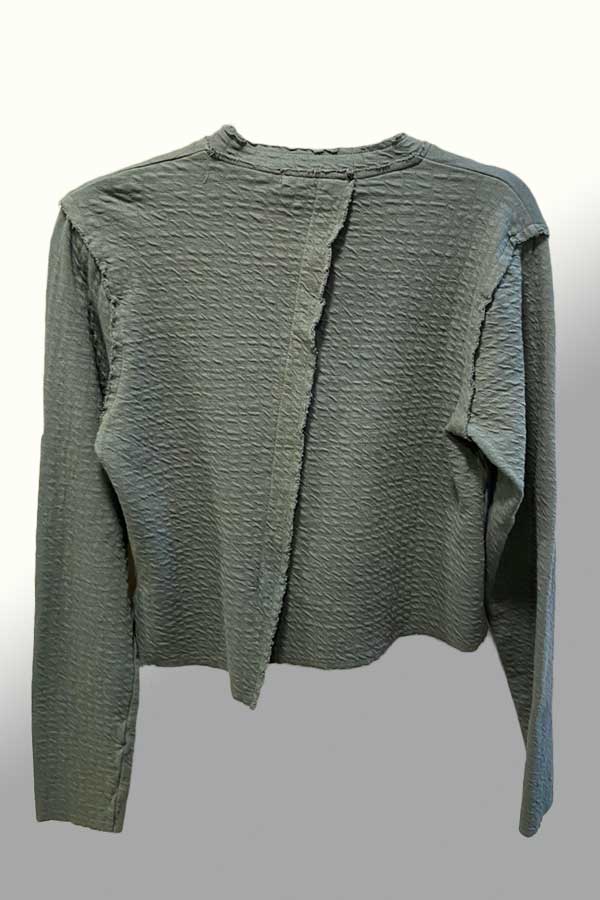 Cutloose Women's Long Sleeve Top Assymetrical Cotton Jacket - textured