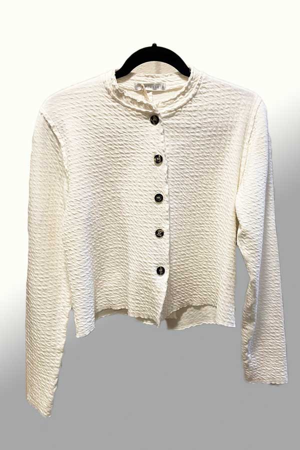 Cutloose Women's Long Sleeve Top Assymetrical Cotton Jacket - textured