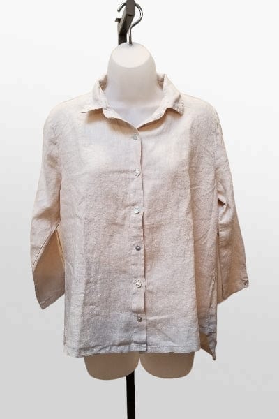 Cutloose Women's Long Sleeve Top Linen Shirt Button Down with Collar (S, L)
