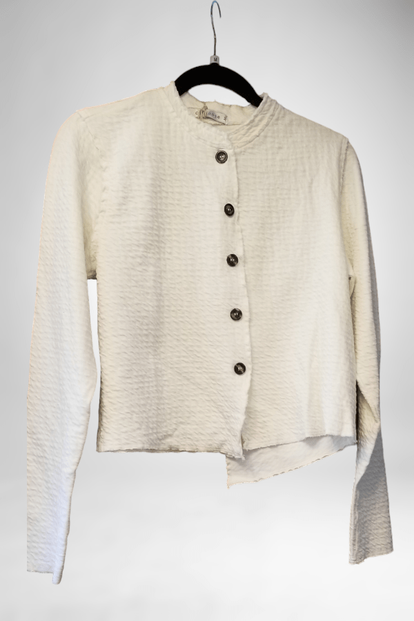 Cutloose Women's Long Sleeve Top Laundred White / S Assymetrical Cotton Jacket - textured