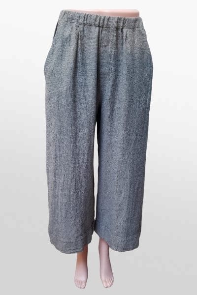 Cutloose Women's Pants Pleated Crop Pant Wide Leg crosshatch