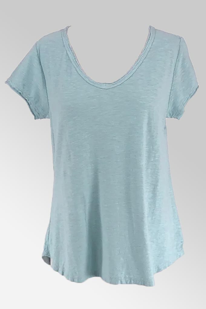 Cutloose Women's Short Sleeve Top Mente / S V-neck Tee - Cotton & Linen