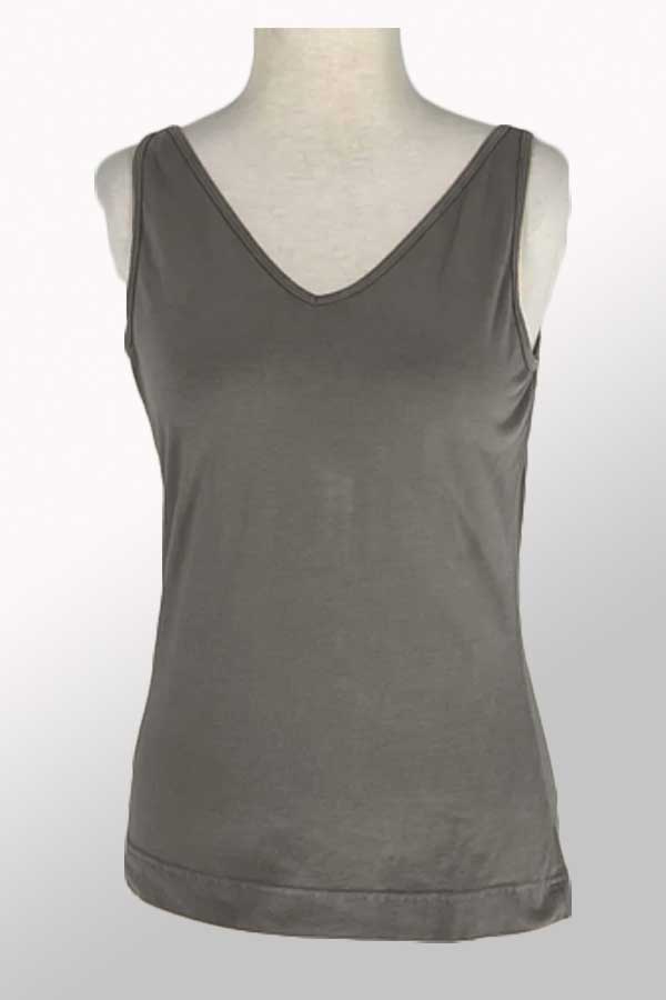 Cutloose Women's Sleeveless Top Grey / S Organic Cotton V-neck Tank
