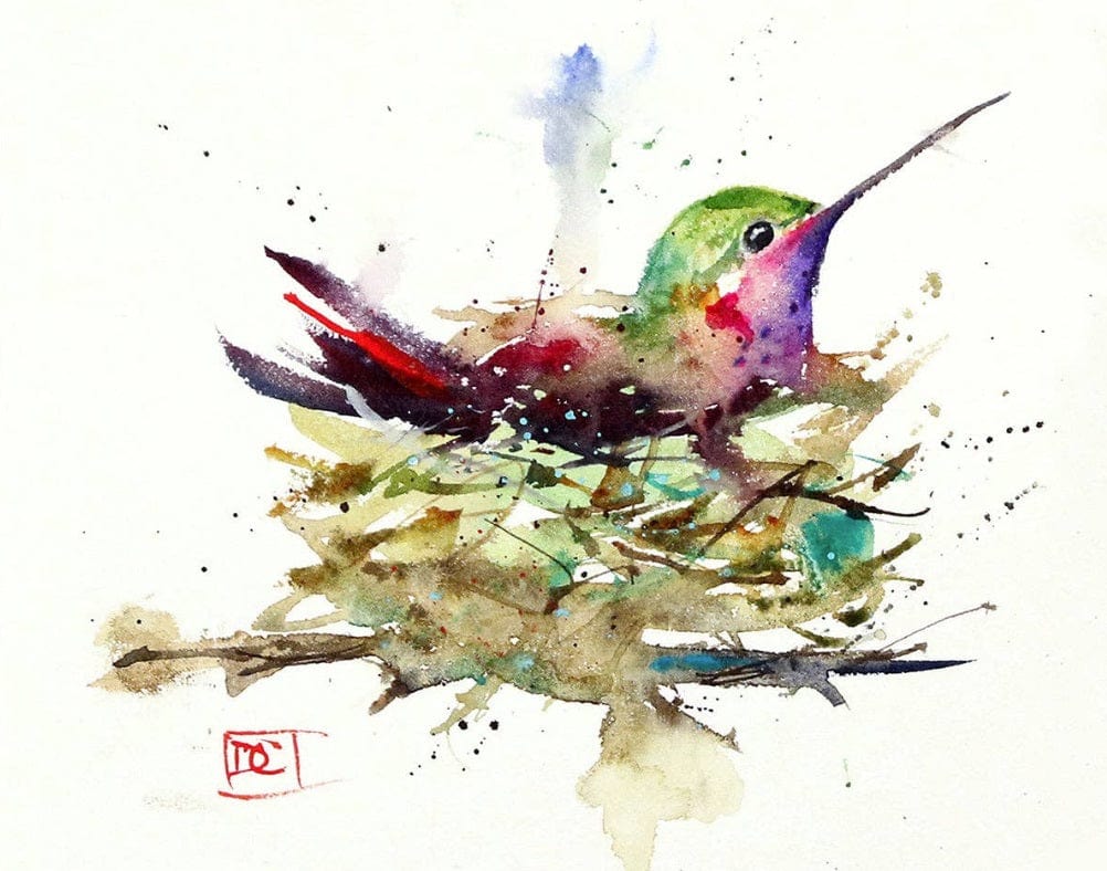 Dean Crouser Cards Gift Cards Hummingbrid in Nest Artful Greeting Cards - Hummingbirds