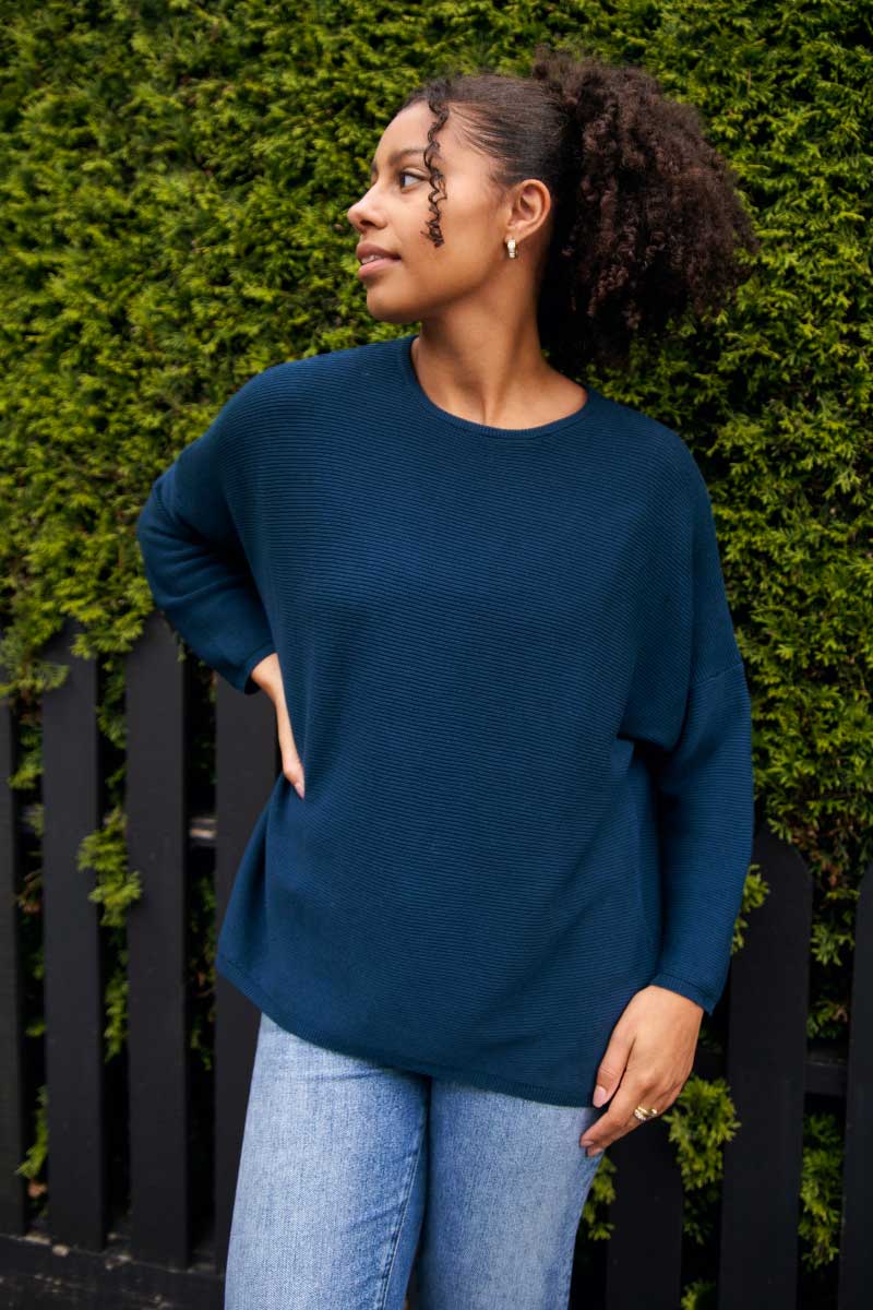 Echo Verde Women&#39;s Sweater Navy / one size 100% Organic Cotton Sweater Sara - one size