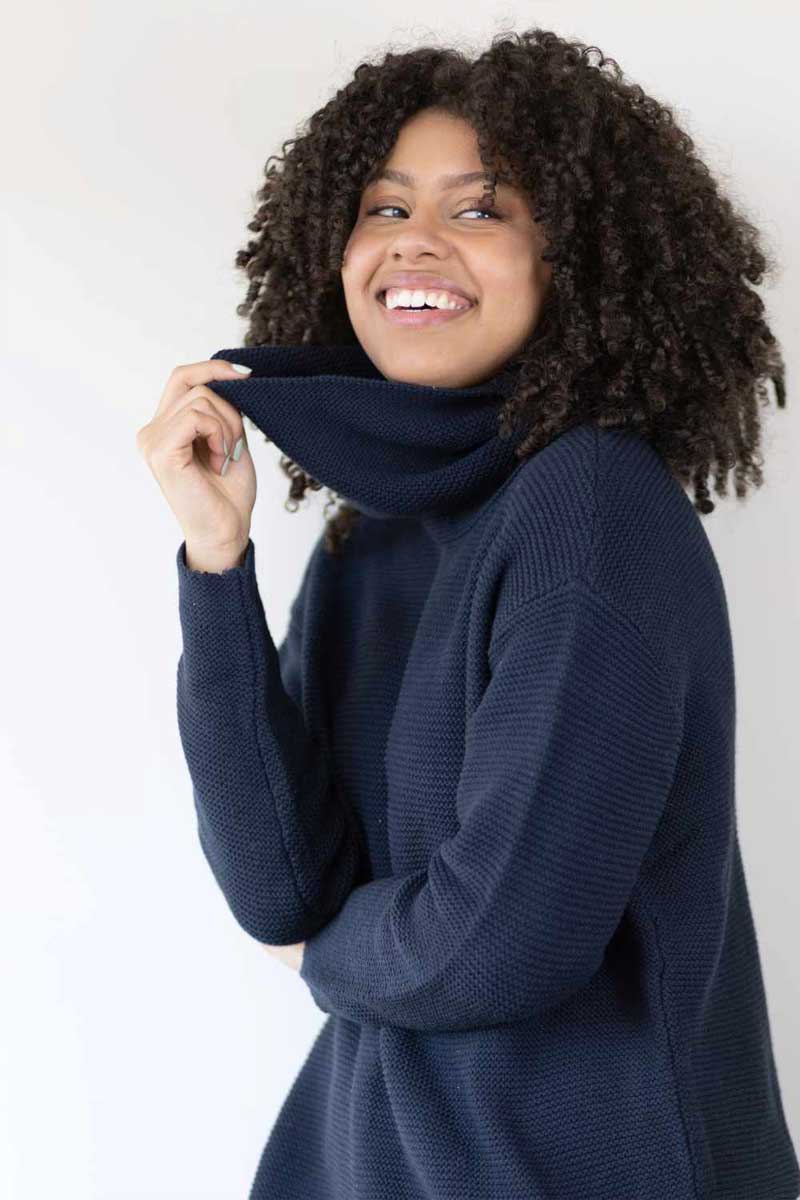 Echo Verde Women's Sweater Navy / S Organic Cotton Sweater - Dog Walker