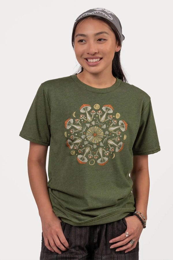 Eco Friendly Unisex T-shirt - Mushroom Mandala - Natural Clothing Company
