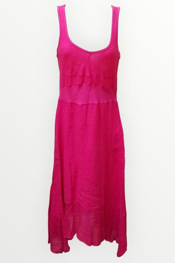 Inizio Women's Dress Fuscia / S Romantic Dress with Lace, Inizio Italian Linen