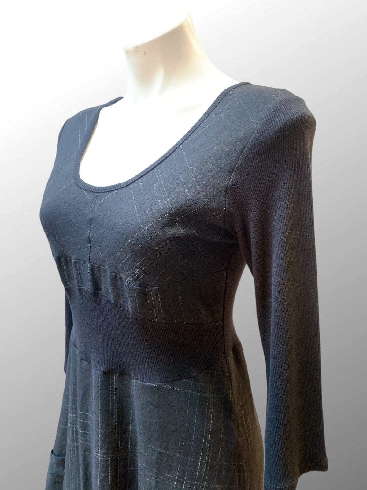 Inizio Women's Dress Italian Dress by Inizio - Magic 3/4 Sleeves Black Grid