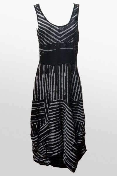 Inizio Women's Dress Italian Linen Magic Dress by Inizio - Black Stripes