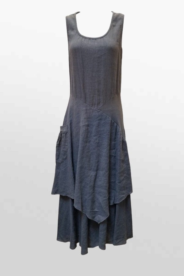 Inizio Women&#39;s Dress Meteorite Grey / M (fits like S/M) Italian Linen Dress by Inizio-Flutter