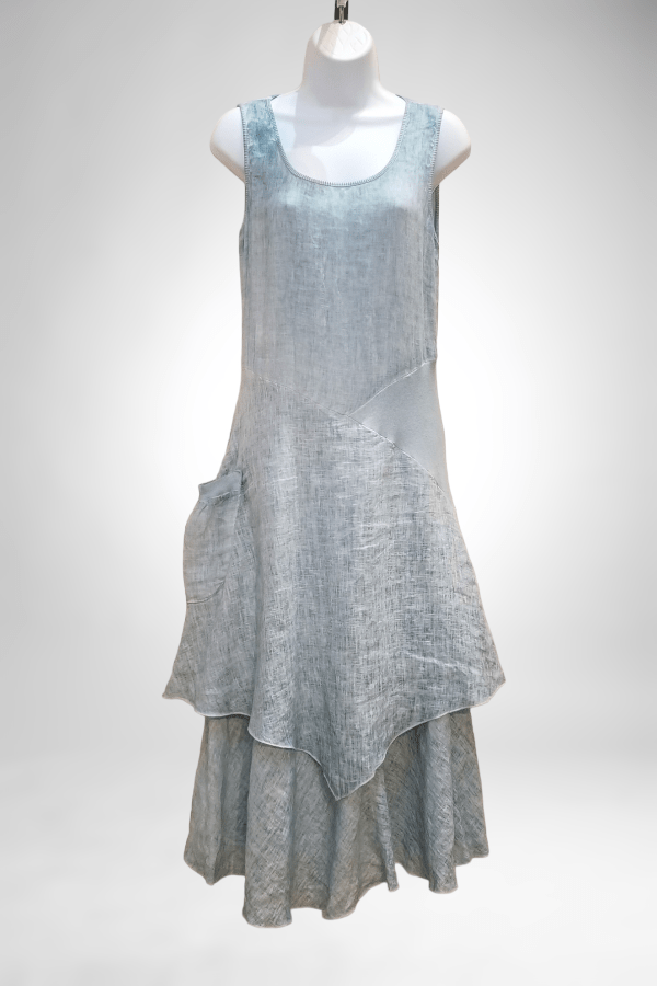 Inizio Women&#39;s Dress Sea Foam SW / M (fits like S/M) Italian Linen Dress by Inizio - Flutter Sand Wash