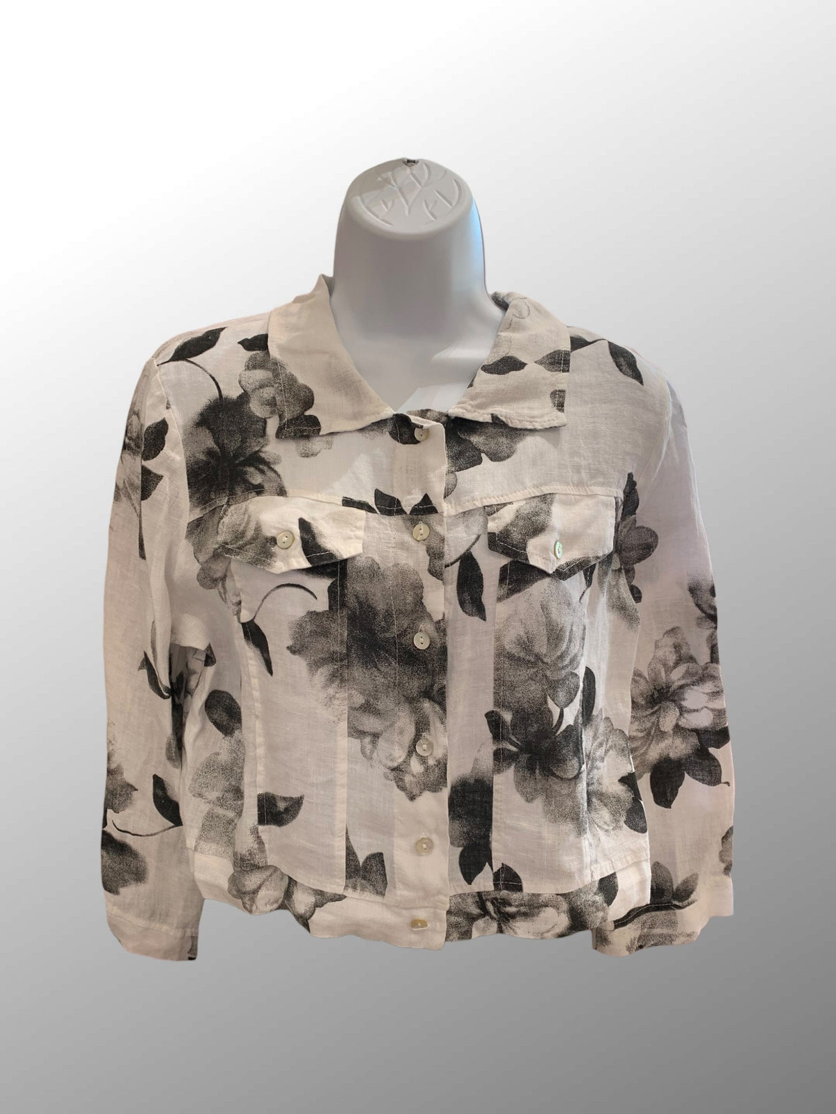 Inizio Women's Jacket Black / S Light Linen Jacket from Inizio - Flowers