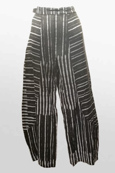 Inizio Women's Jacket Light Linen Pant by Inizio - Black Stripes