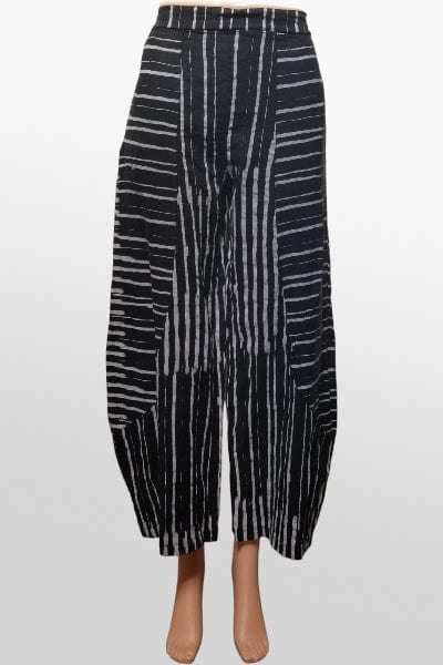 Inizio Women&#39;s Jacket Light Linen Pant by Inizio - Black Stripes