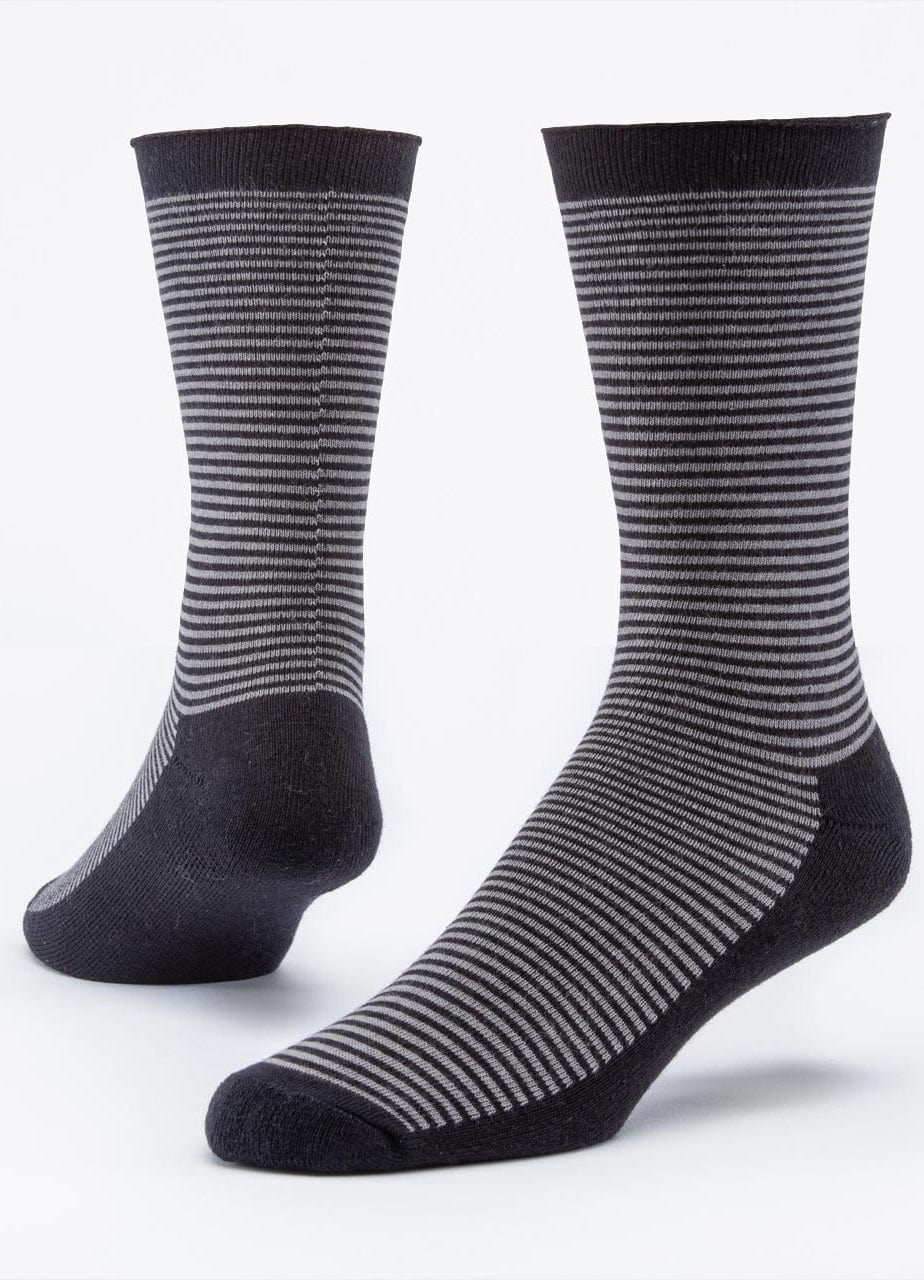 Maggie's Unisex Socks Black Stripe / 9-11 (women's) Cushioned Organic Cotton Blend Crew Socks