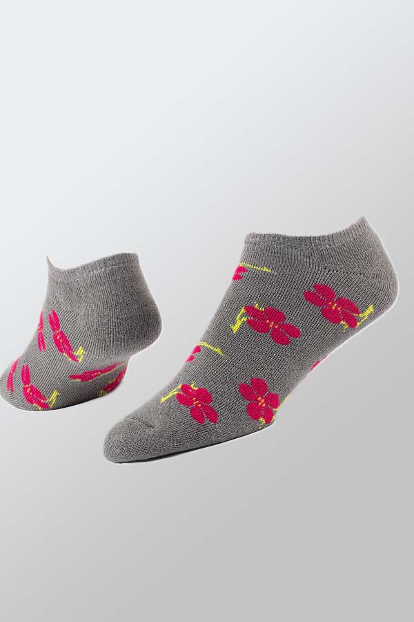 Maggie&#39;s Unisex Socks Flowers / 9-11 (Medium) Organic Cotton Blend Footie Socks - printed