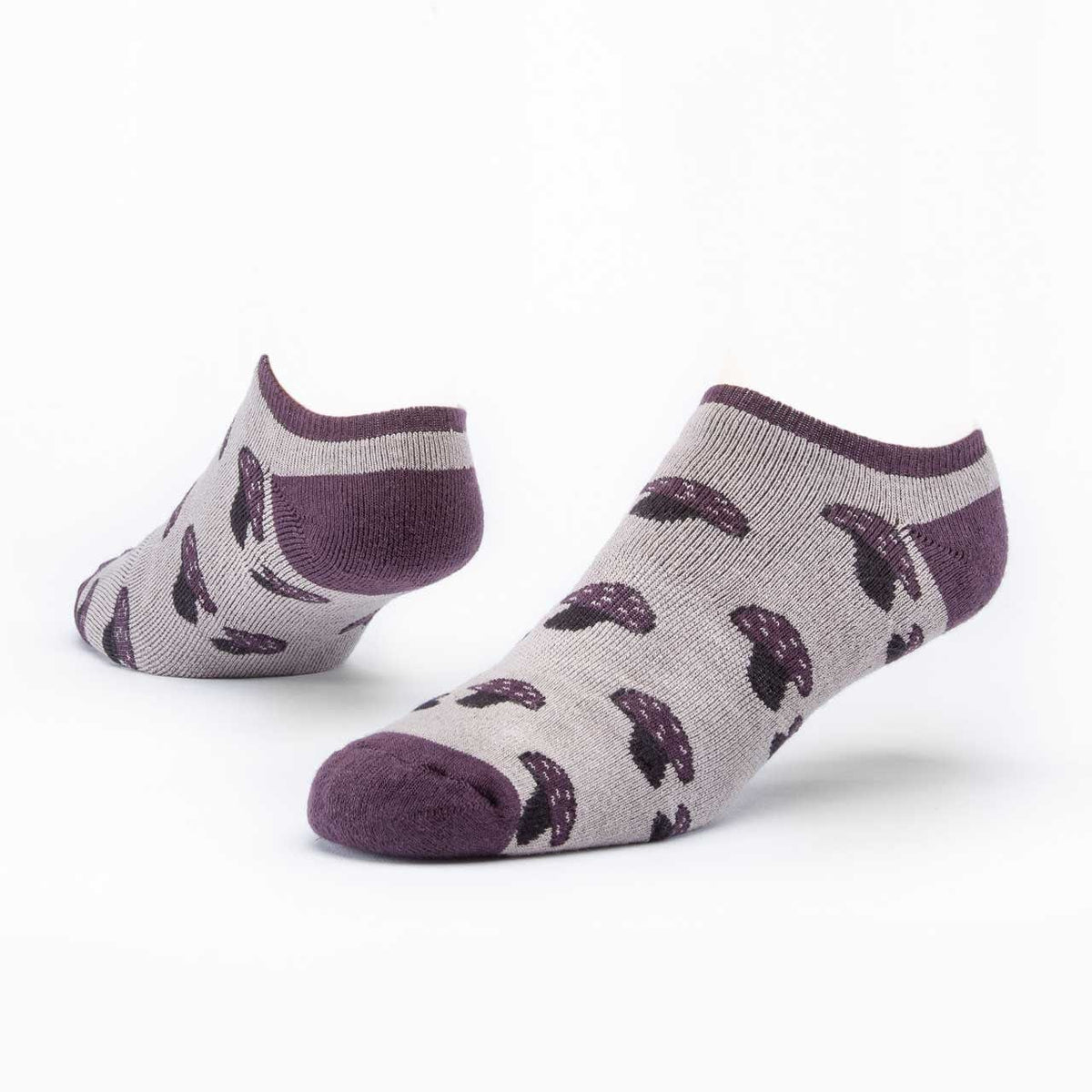 Maggie's Unisex Socks Grey Mushroom / 9-11 Med Footie Socks - printed