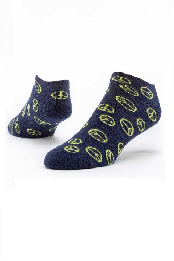 Maggie's Unisex Socks Navy-Peace / 9-11 (Medium) Organic Cotton Blend Footie Socks - printed