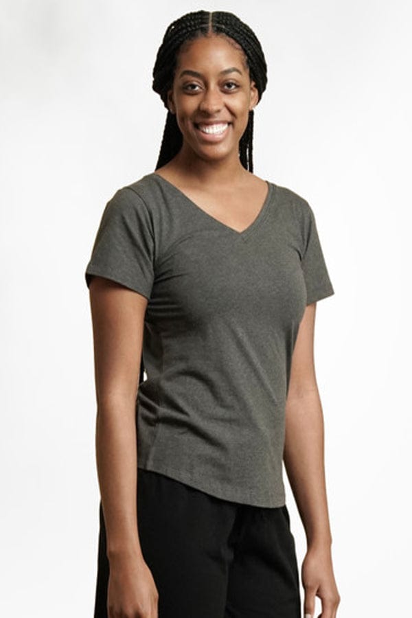 Maggie's Women's Short Sleeve Top Dark Heather Grey / S Organic Cotton V-neck or Scoop Tee - reversible