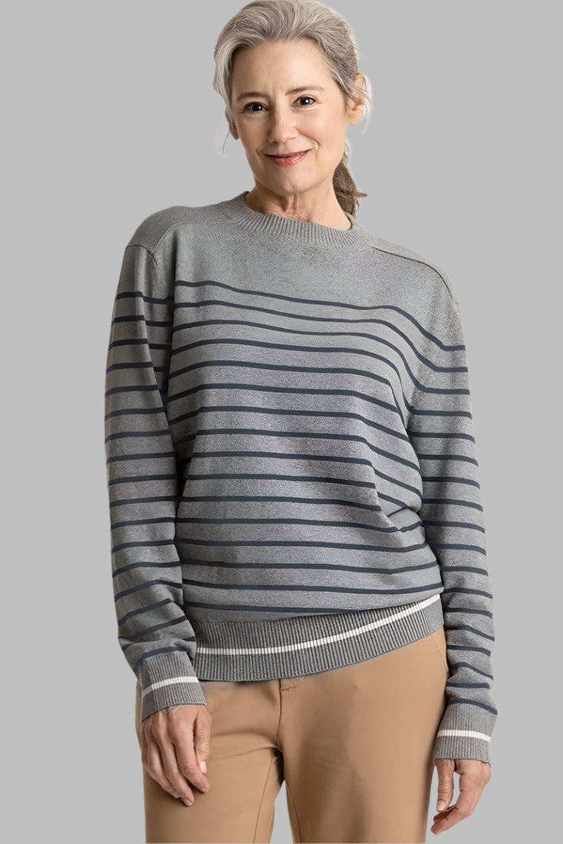 Maggie's Women's Sweater Heather Grey Stripe / M Classic Crew Sweater