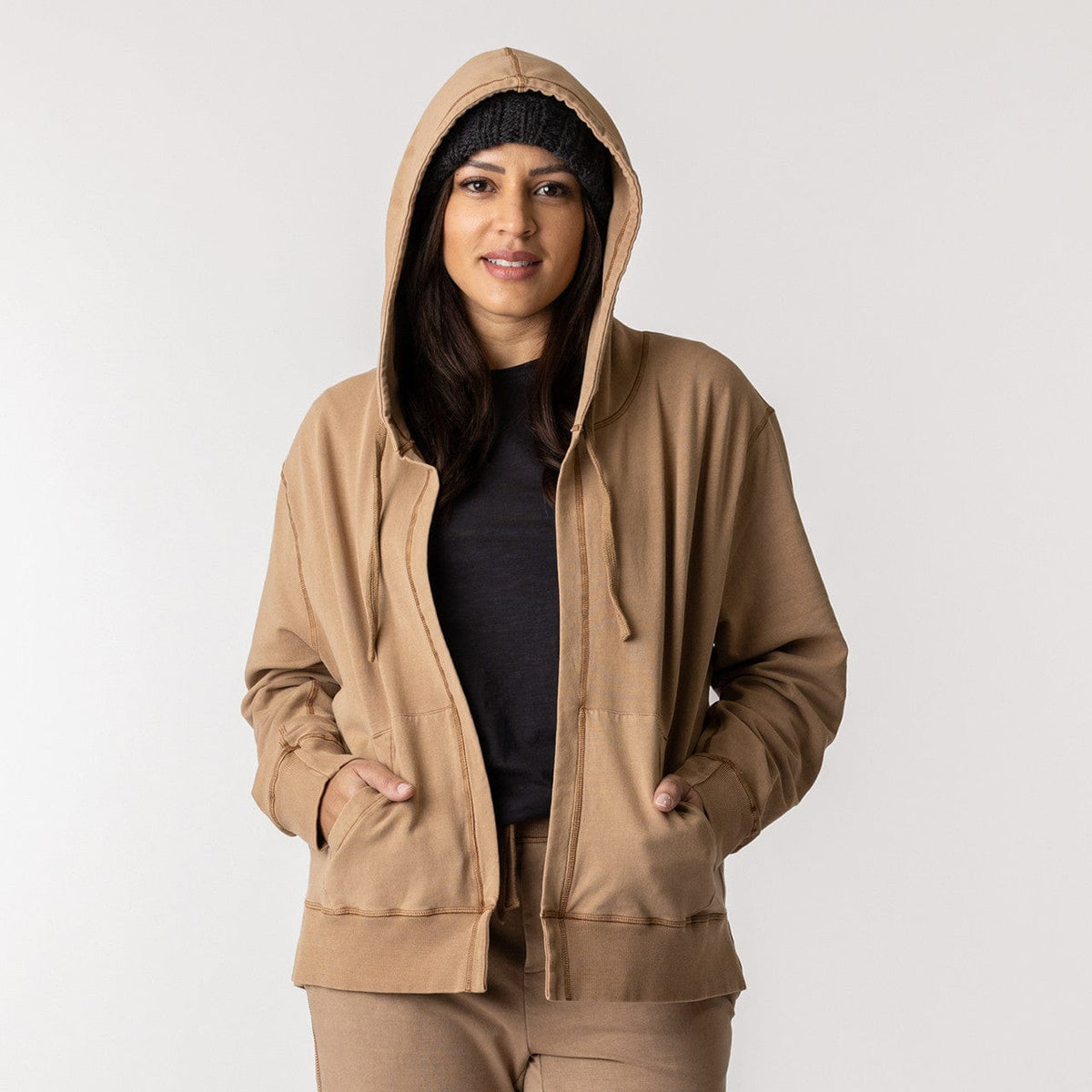 Maggie's women's sweater Organic Cotton Hooded Cardigan