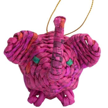 Marquet Gift Pink / Elephant Recycled Paper Ornament - Pig, Elephant