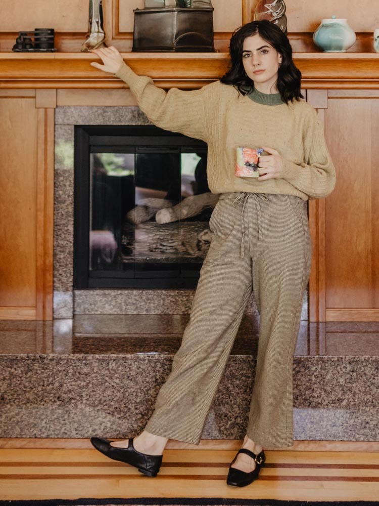 Mata Traders Women's Pants Cotton Drawstring Hundstooth Pant - Emmy