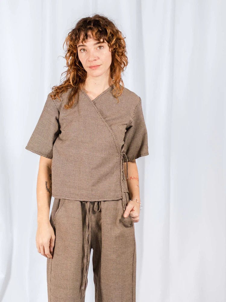 Mata Traders Women's Short Sleeve Top Houndstooth Cotton Top - Winona