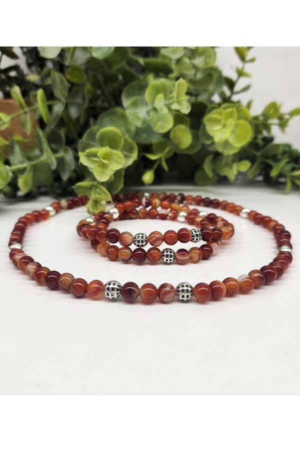 Meraki Gemstones Jewelry Double Twist Bracelet/Necklace - Carnelian