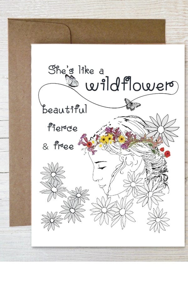 Raven’s Edge Studio She is like a Wildflower Wildflower Seed Plantable Card Gift - Love